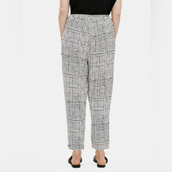 Eileen Fisher Textured Crepe Grid Slouchy Pant size XS - Picture 3 of 11
